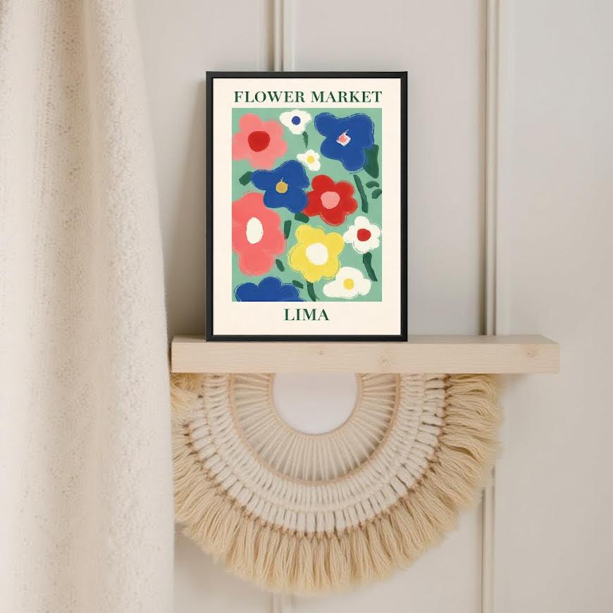 BLOOM MARKET – Färgstark tavla med blommotiv