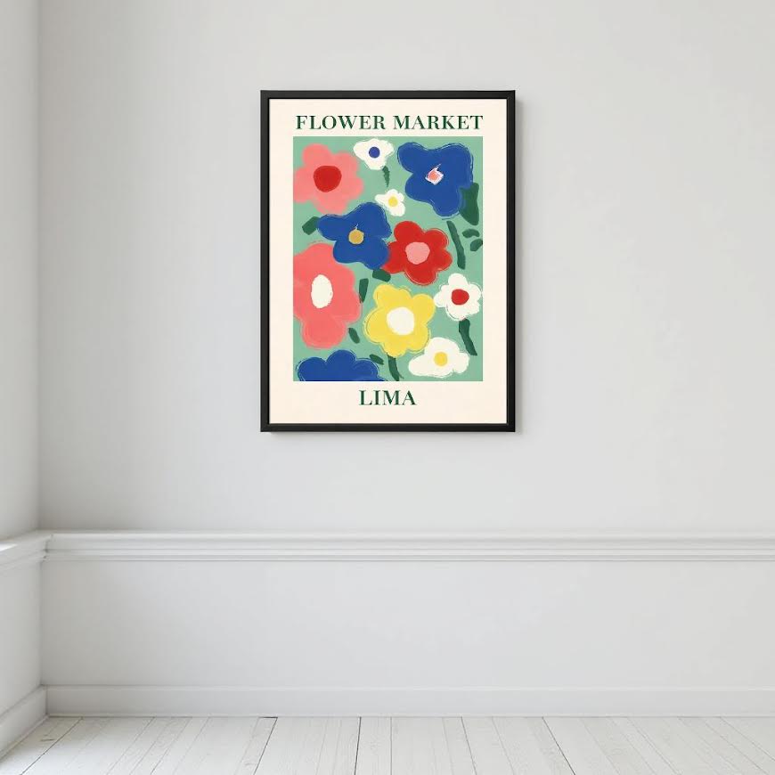 BLOOM MARKET – Färgstark tavla med blommotiv