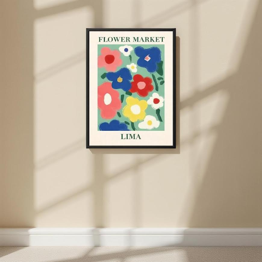 BLOOM MARKET – Färgstark tavla med blommotiv