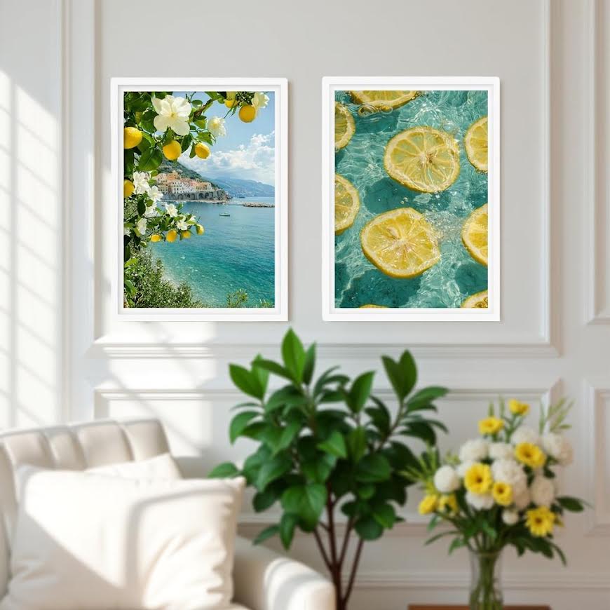 LIMONE - Canvas tavla med citrontema – Modern väggtavla