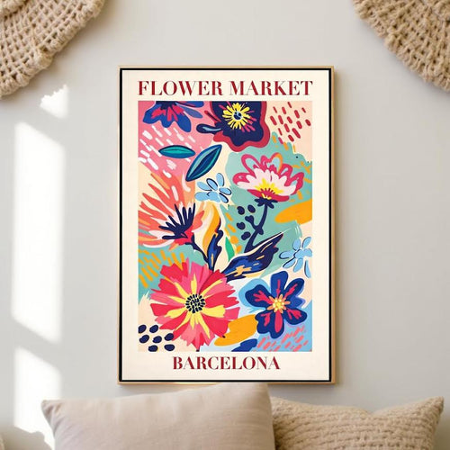 BLOOM MARKET – Färgstark tavla med blommotiv