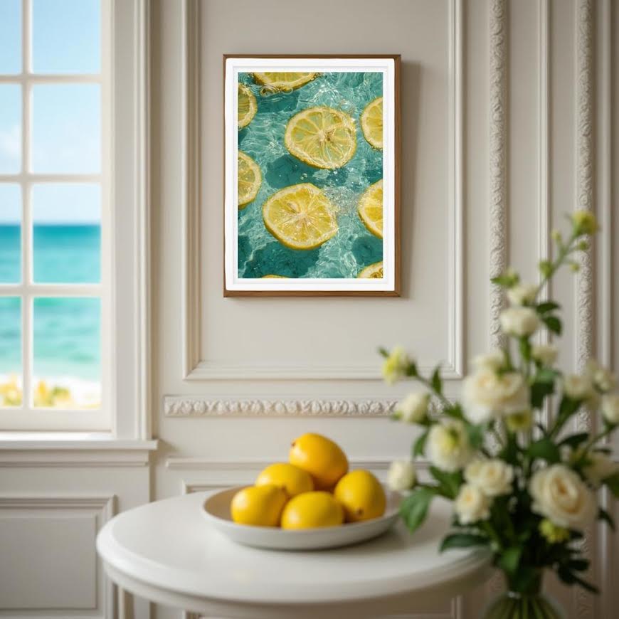 LIMONE - Canvas tavla med citrontema – Modern väggtavla
