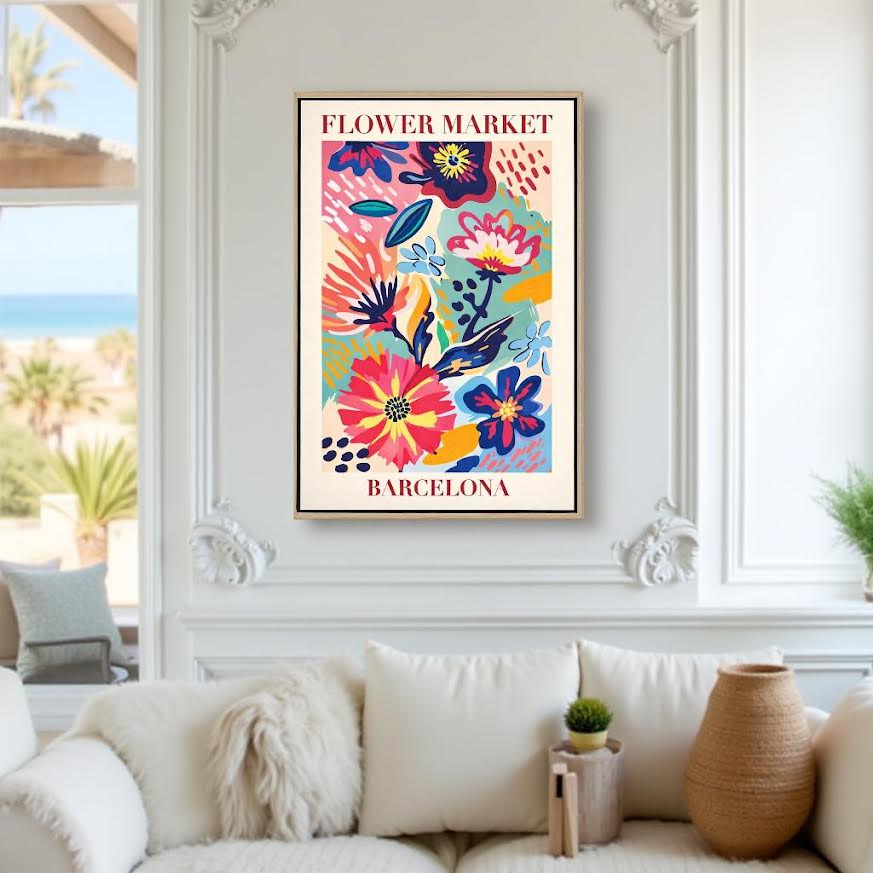BLOOM MARKET – Färgstark tavla med blommotiv