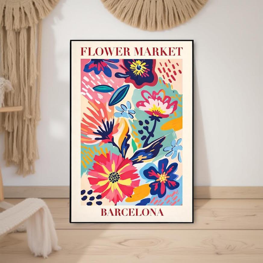 BLOOM MARKET – Färgstark tavla med blommotiv