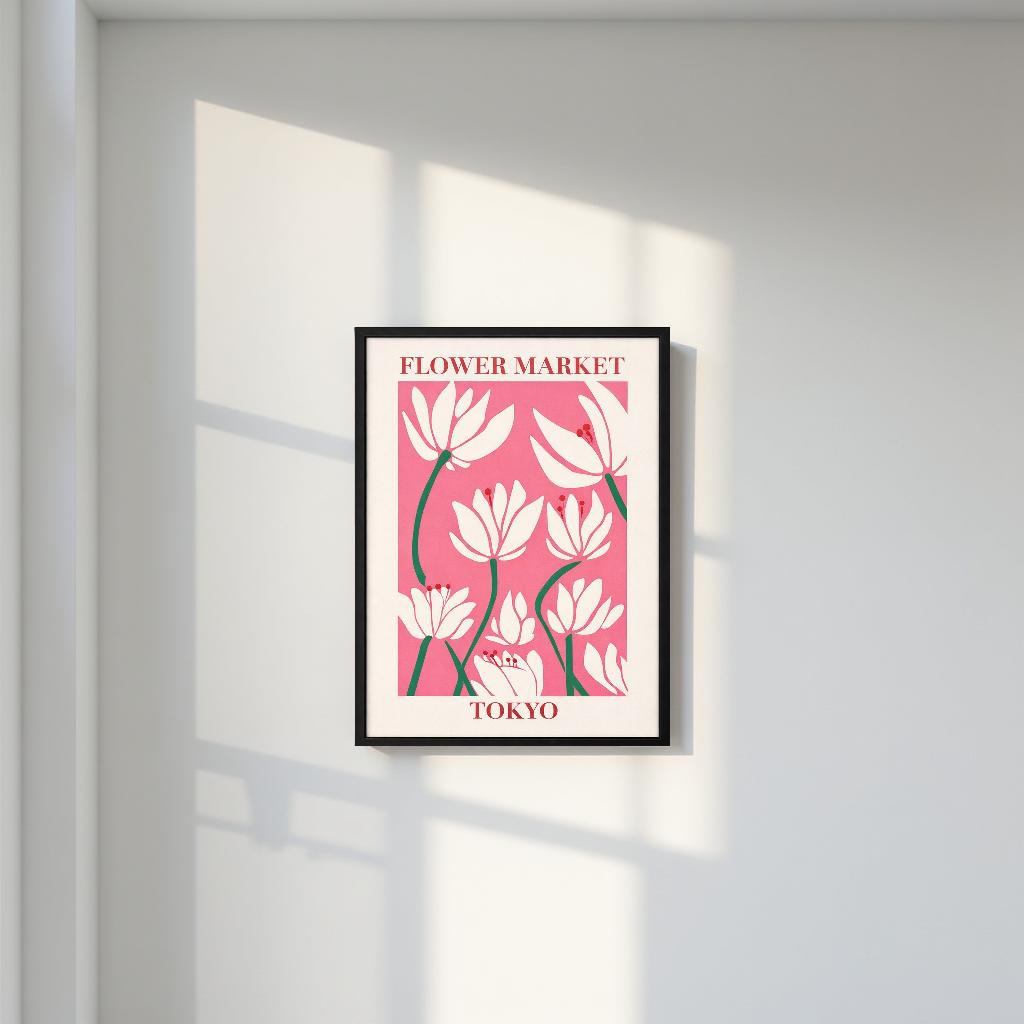 BLOOM MARKET – Färgstark tavla med blommotiv