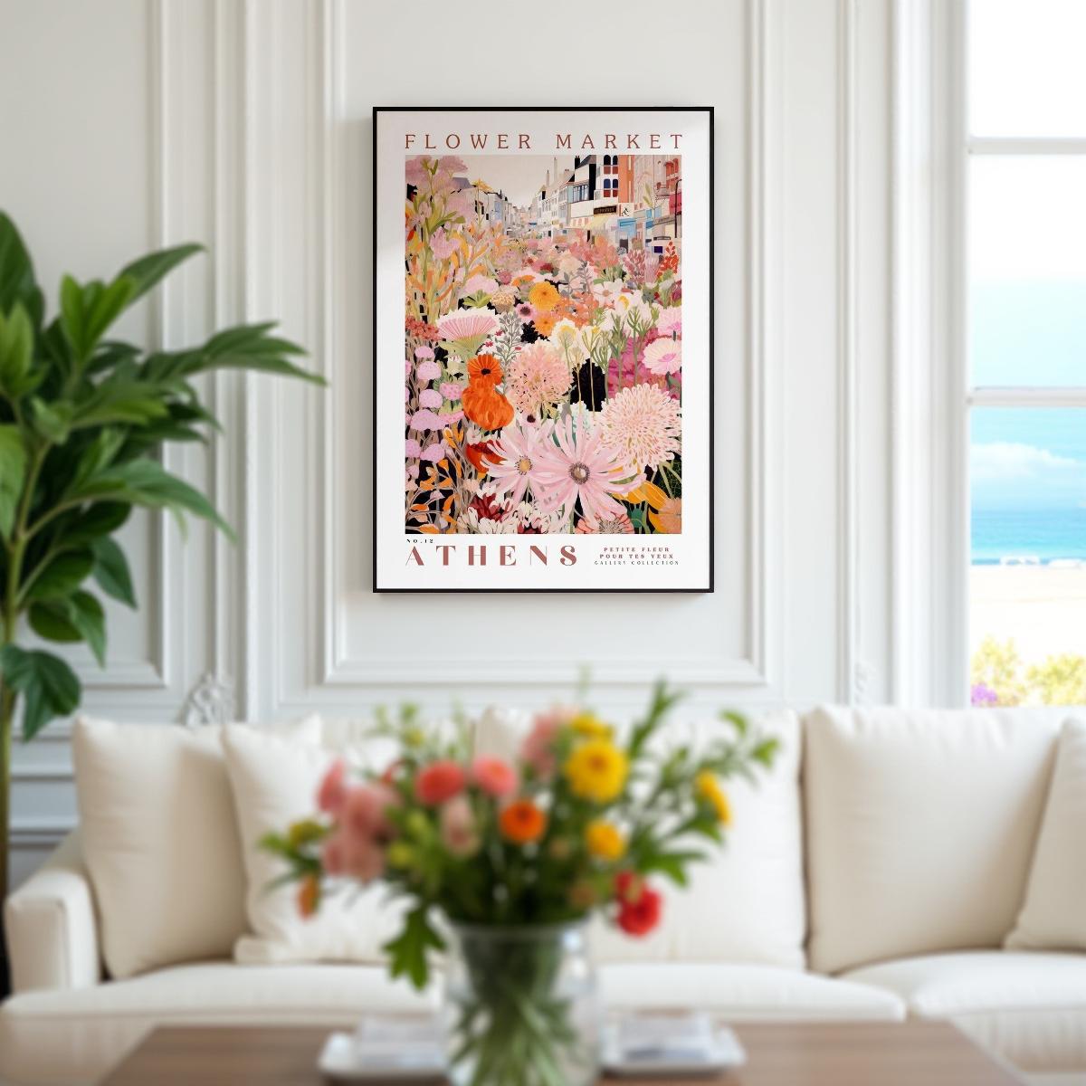 FLORAL CITY  - Blommig stadstavla – Florence - Athens - Paris - Copenhagen (Poster utan ram)