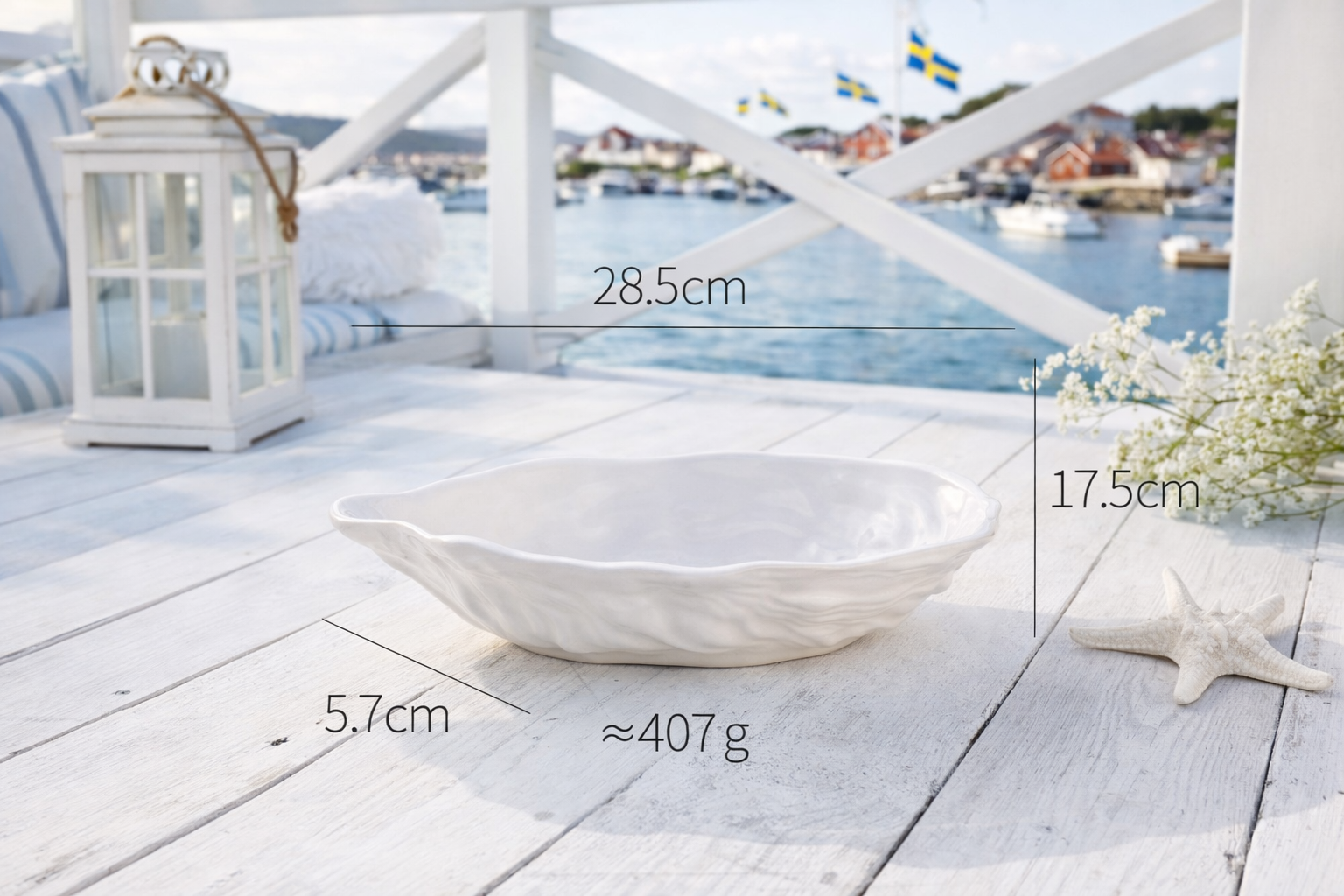 SEASIDE COLLECTION - Elegant serveringsfat i keramik – ostron formad design