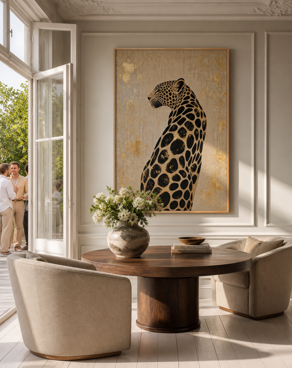 CELISTEA ATELIER Leopard Élite - Leopard Canvas Tavla – Elegant Djurmotiv i Guld och Svart (Premium Duk)