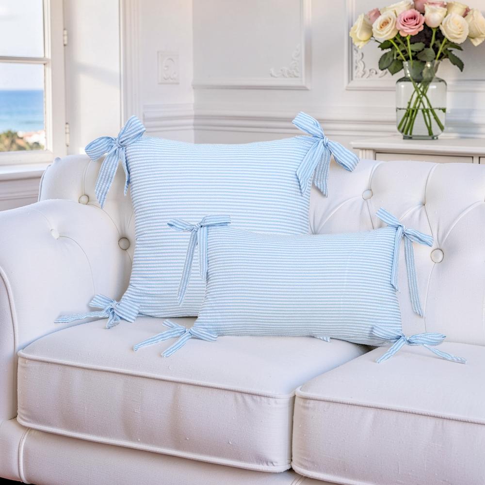 SOFT LIVING - Randigt kuddfodral med rosetter – 45x45 cm & 30x50 cm – Dekorativt soffkuddfodral i 10 färger