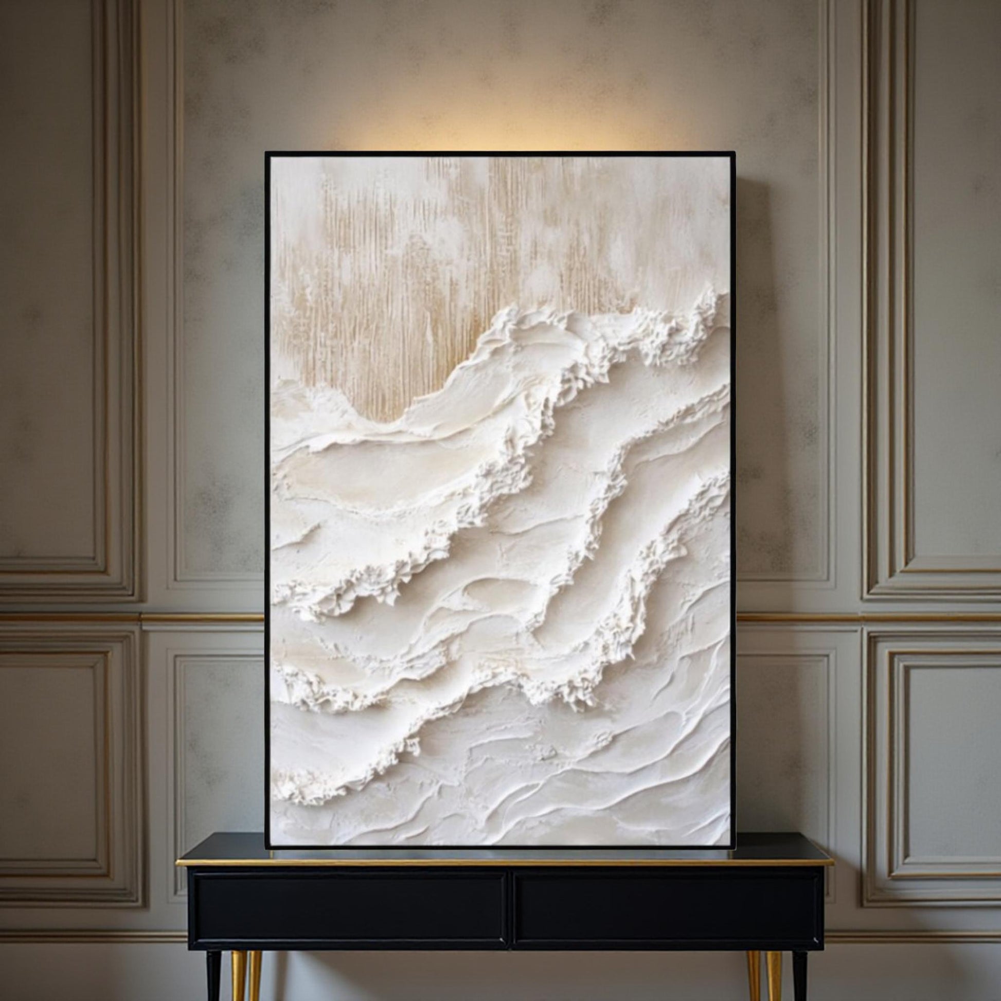 SANDDRÖM - Handmålad Canvas – Abstrakt Struktur i Beige & Vitt