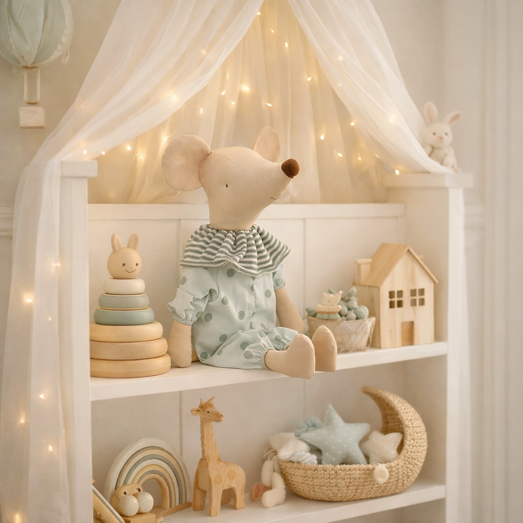 LILLA SKATT SERIEN - Gosedjurs mus i tyg för barnrum – Dop present & barn present | 35–60 cm | Flicka eller pojke