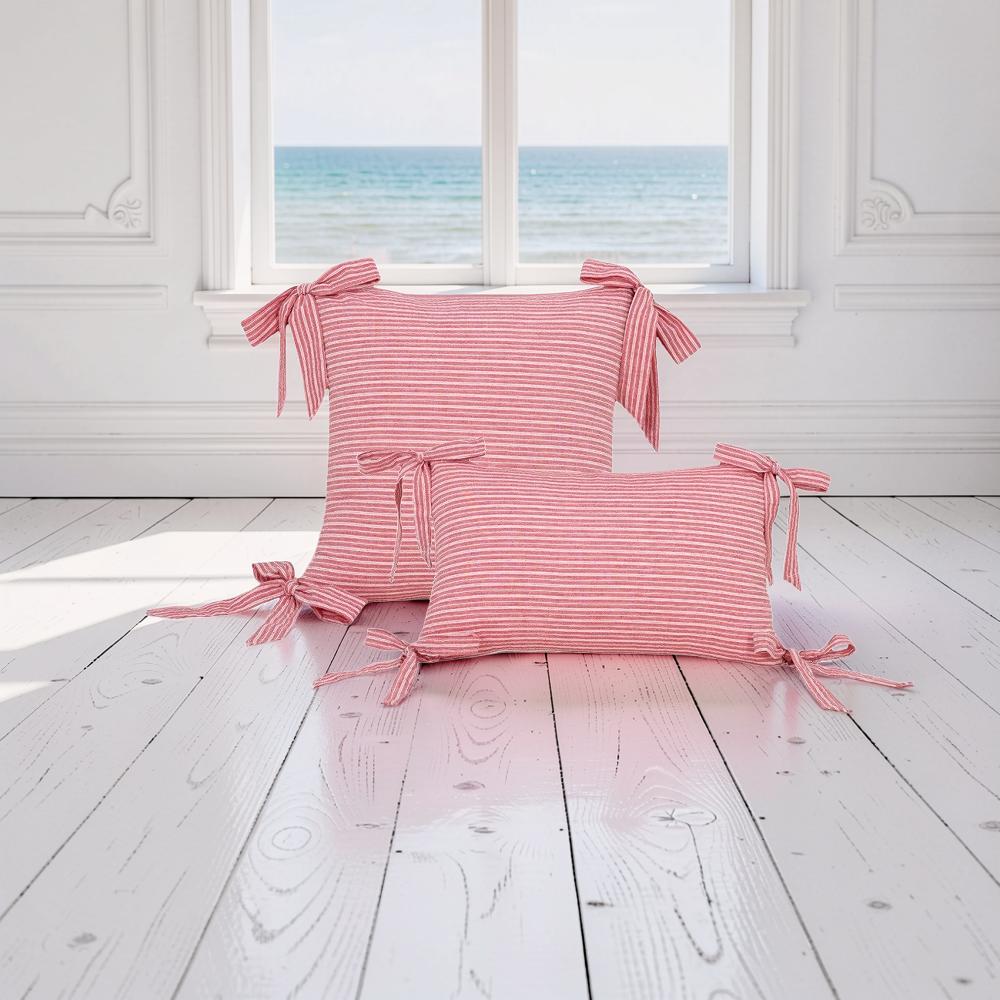 SOFT LIVING - Randigt kuddfodral med rosetter – 45x45 cm & 30x50 cm – Dekorativt soffkuddfodral i 10 färger