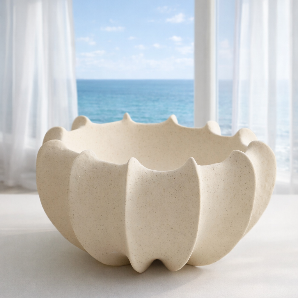 HAVSFORM - Keramisk dekorationsskål i snäckform – skål för frukt, snacks & servering (säljs styckvis)