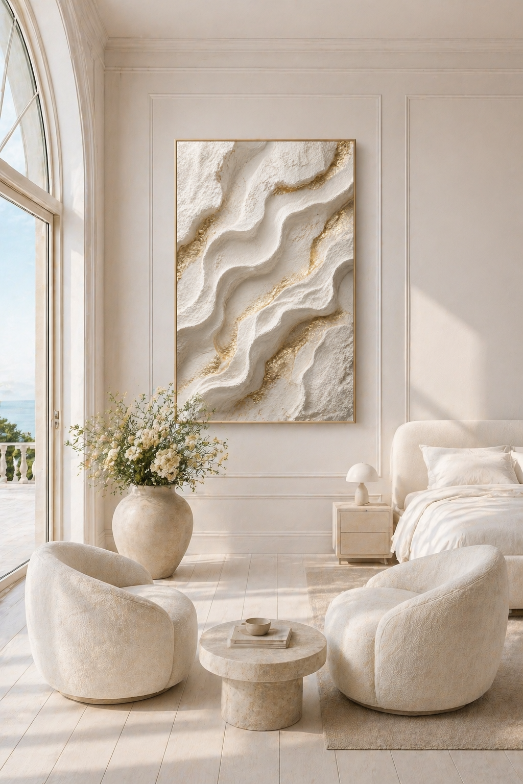 CELISTEA ATELIER Abstract Gold Flow – Premium Canvas Tavla i Beige & Guld