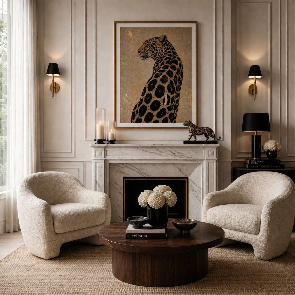 CELISTEA ATELIER Leopard Élite - Leopard Canvas Tavla – Elegant Djurmotiv i Guld och Svart (Premium Duk)