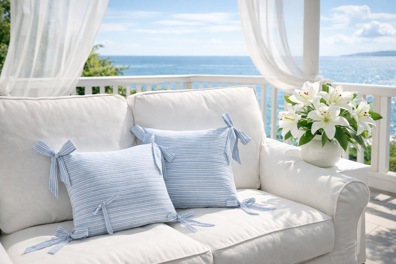 SOFT LIVING - Randigt kuddfodral med rosetter – 45x45 cm & 30x50 cm – Dekorativt soffkuddfodral i 10 färger