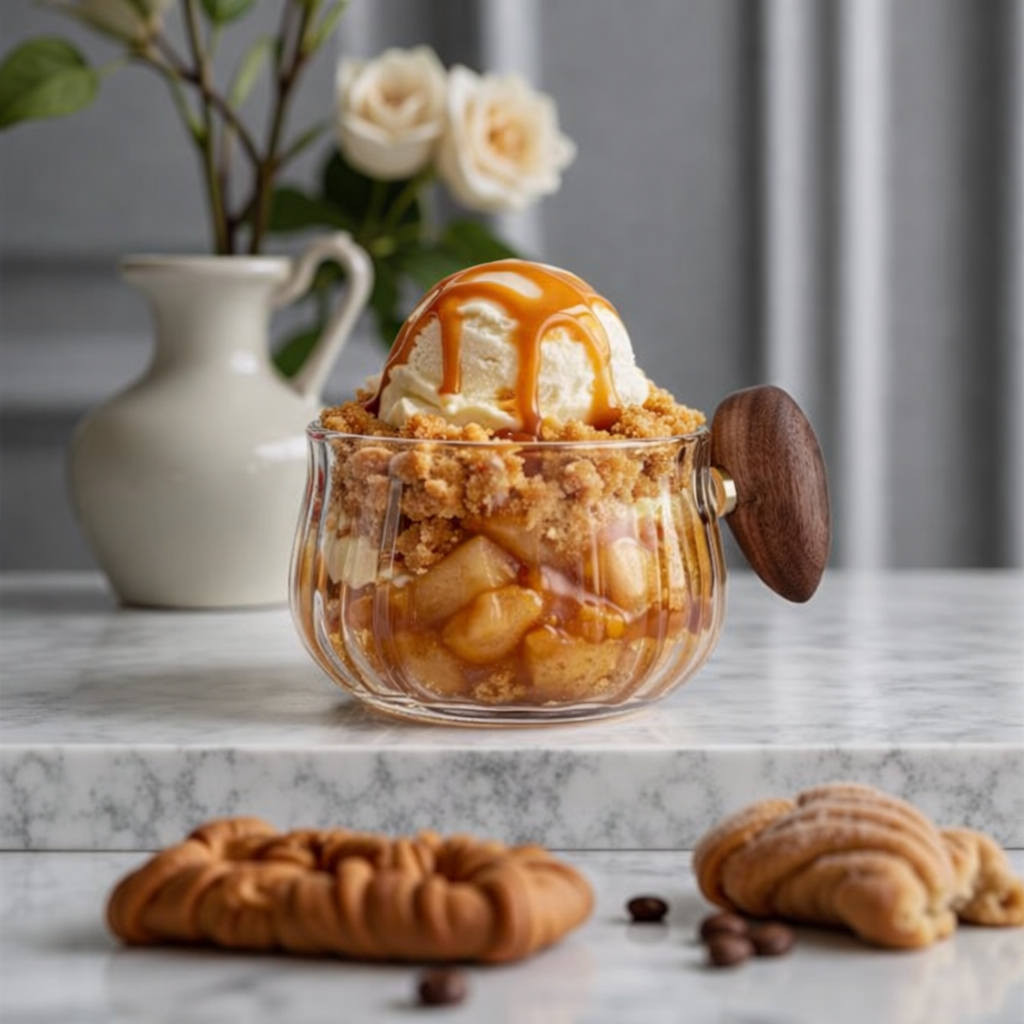 KASSI Glaskopp 210 ml – Ljusgrå & Transparent med Trähandtag