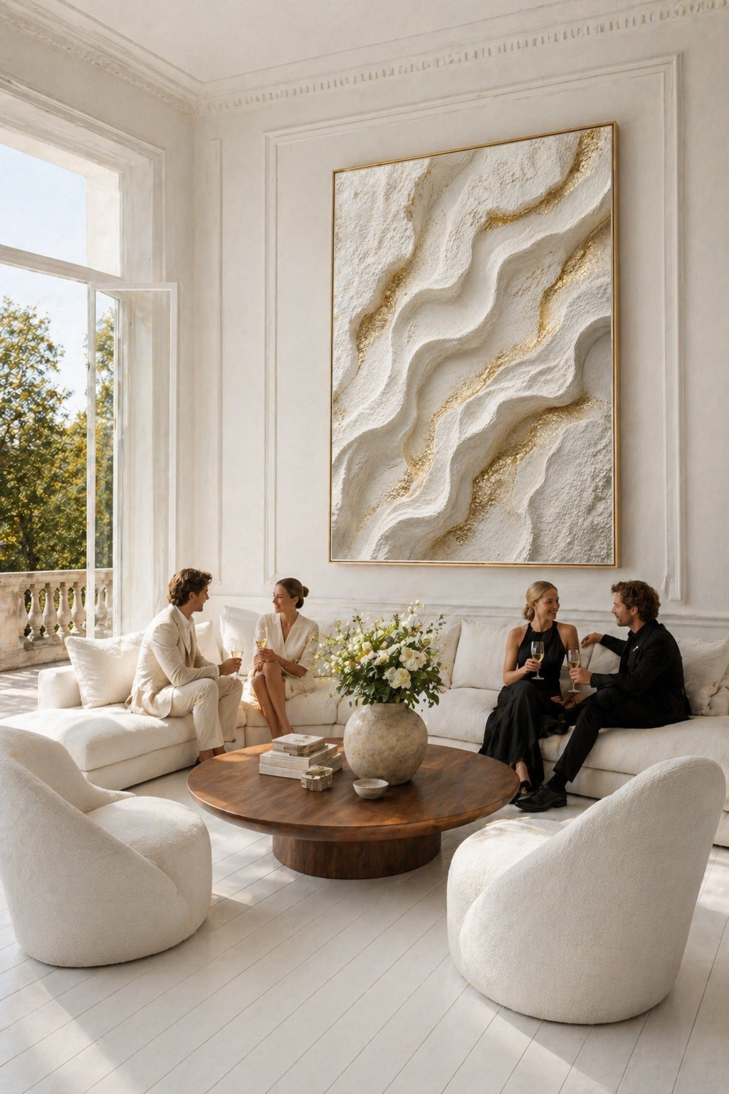 CELISTEA ATELIER Abstract Gold Flow – Premium Canvas Tavla i Beige & Guld