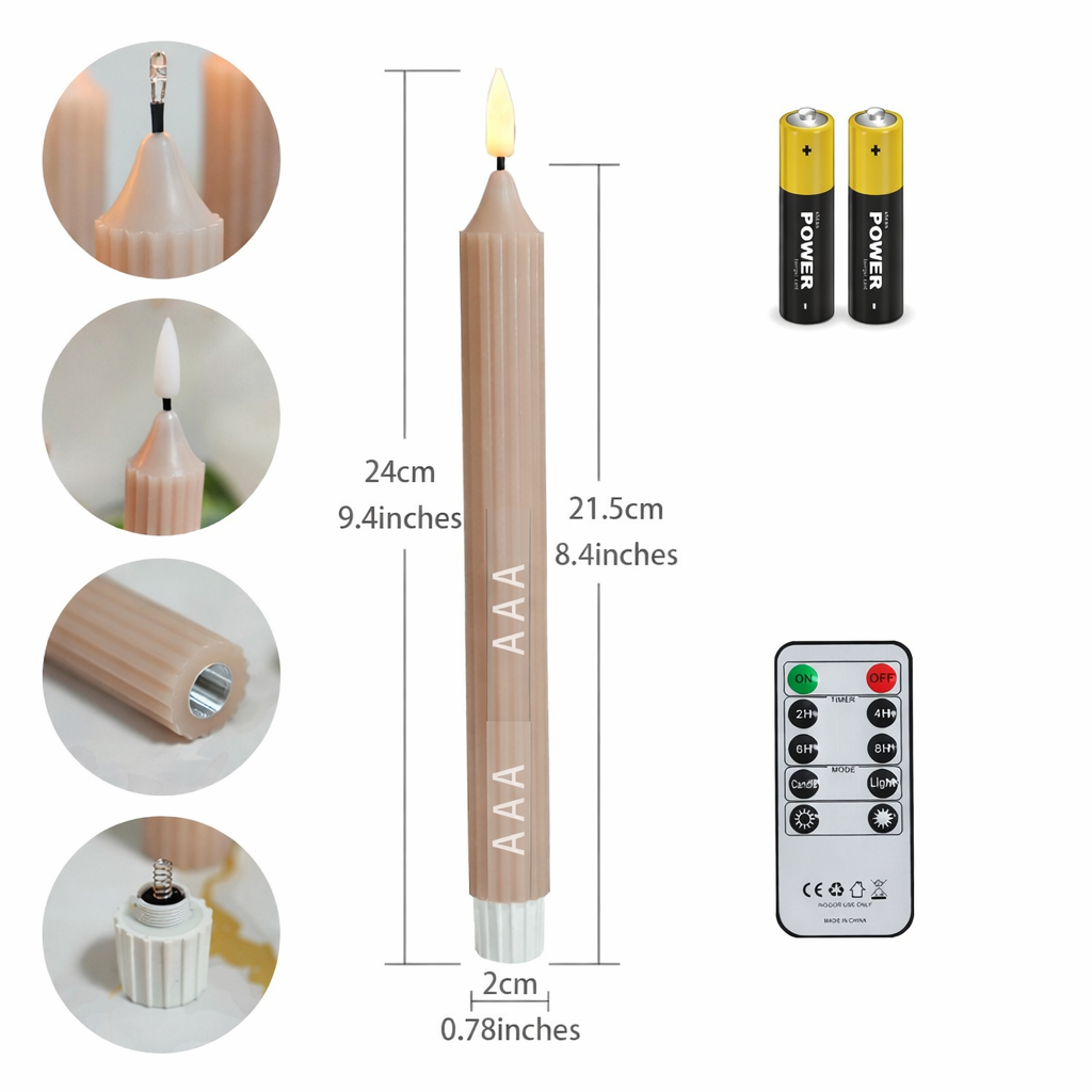 CELISTEA LUMIÈRE - LED kronljus med fjärrkontroll – 6-pack batteridrivna flamlösa stearinljus med realistisk låga