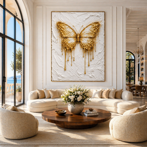 CELISTEA LIQUID BUTTERFLY - Guld fjäril canvas tavla – Premium konsttryck på duk | Celistea Atelier