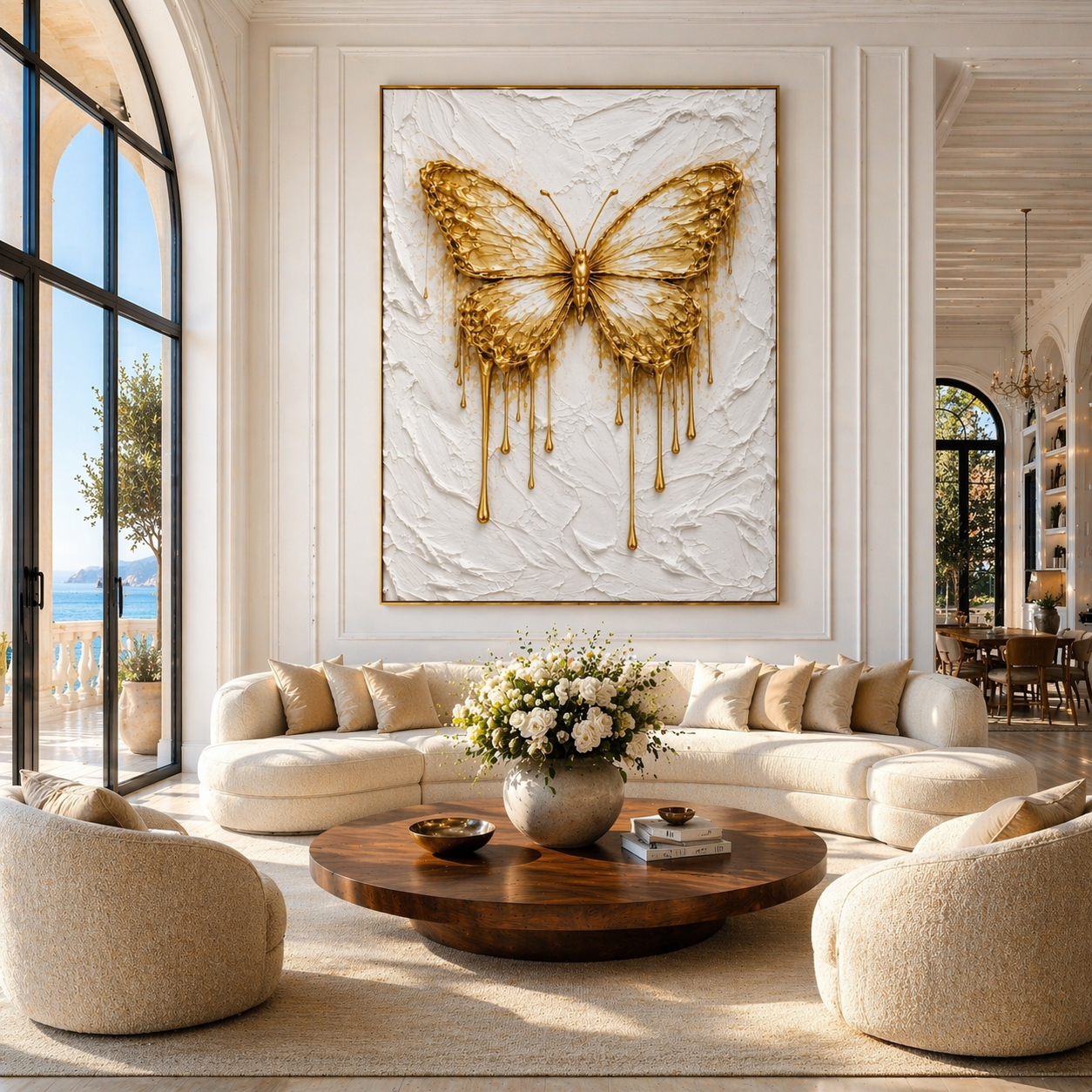 CELISTEA LIQUID BUTTERFLY - Guld fjäril canvas tavla – Premium konsttryck på duk | Celistea Atelier