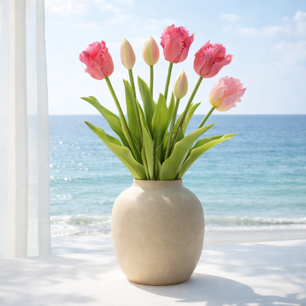 FLORÉA - Latex Tulpanbukett – 5 Konstgjorda Tulpaner i Naturtrogen Design