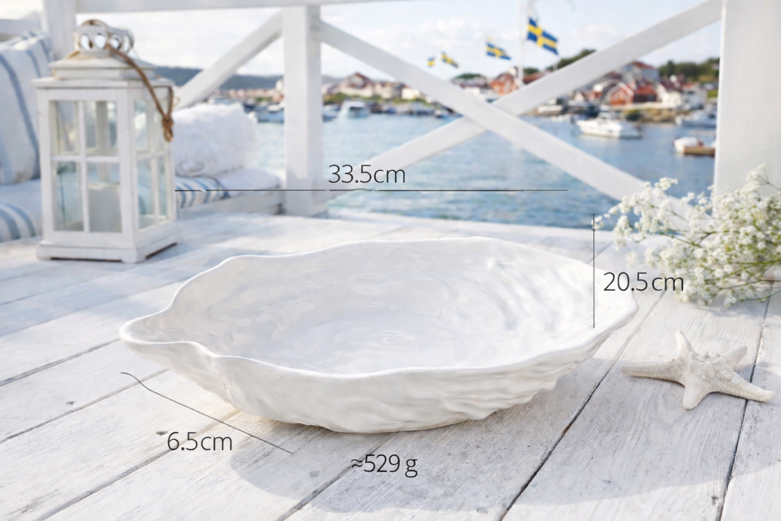 SEASIDE COLLECTION - Elegant serveringsfat i keramik – ostron formad design