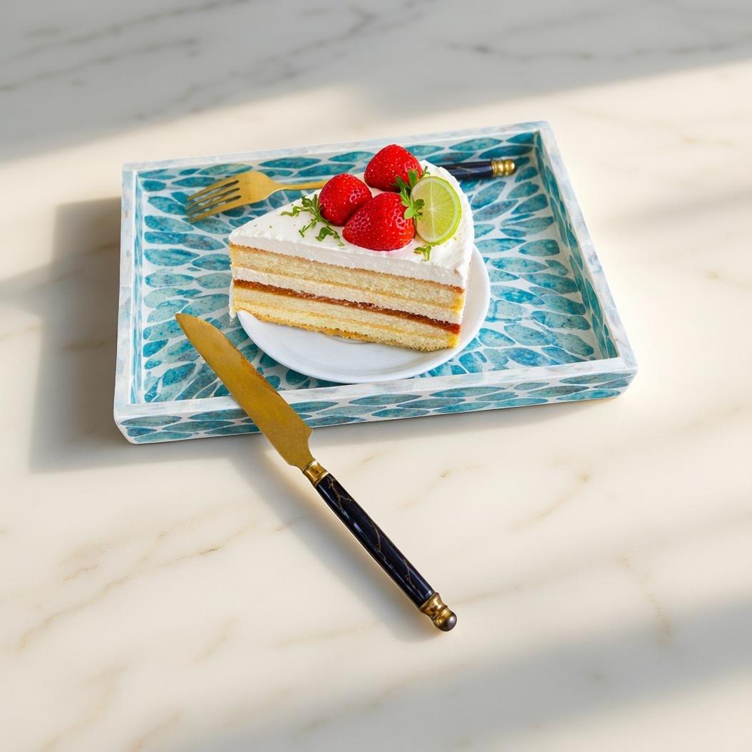 MOROCCO - Dekorativ bricka i snäckmosaik – rektangulär serverings- och förvaringsbricka