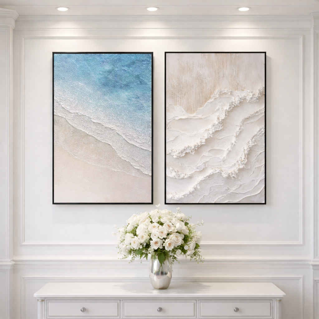 ARUBA - Handmålad canvas – Hav & Strand i mjuka toner