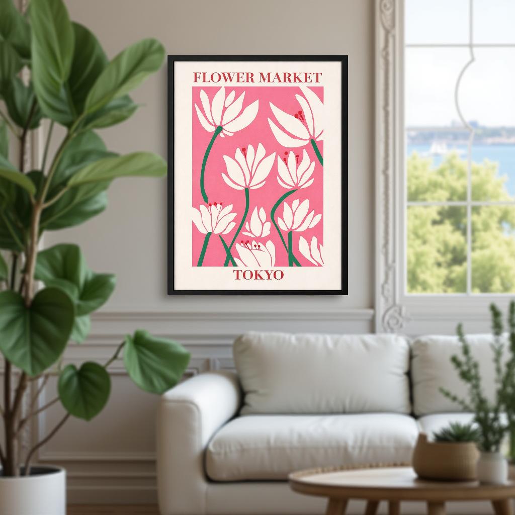 BLOOM MARKET – Färgstark tavla med blommotiv