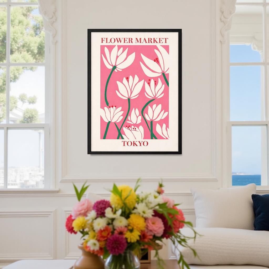 BLOOM MARKET – Färgstark tavla med blommotiv