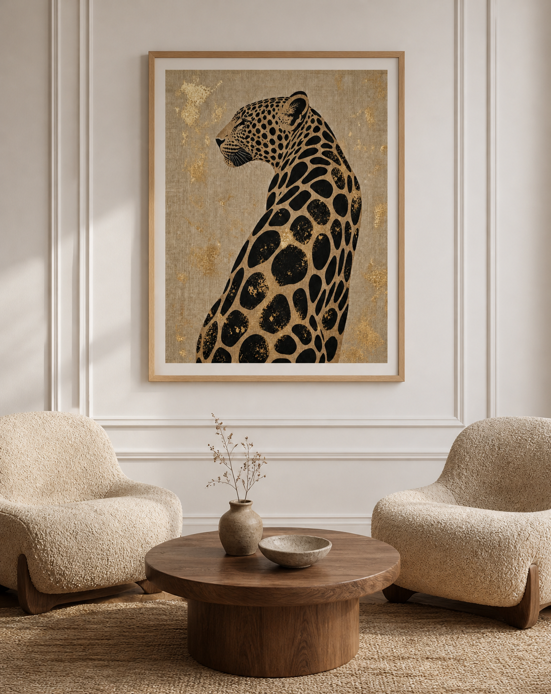 CELISTEA ATELIER Leopard Élite - Leopard Canvas Tavla – Elegant Djurmotiv i Guld och Svart (Premium Duk)