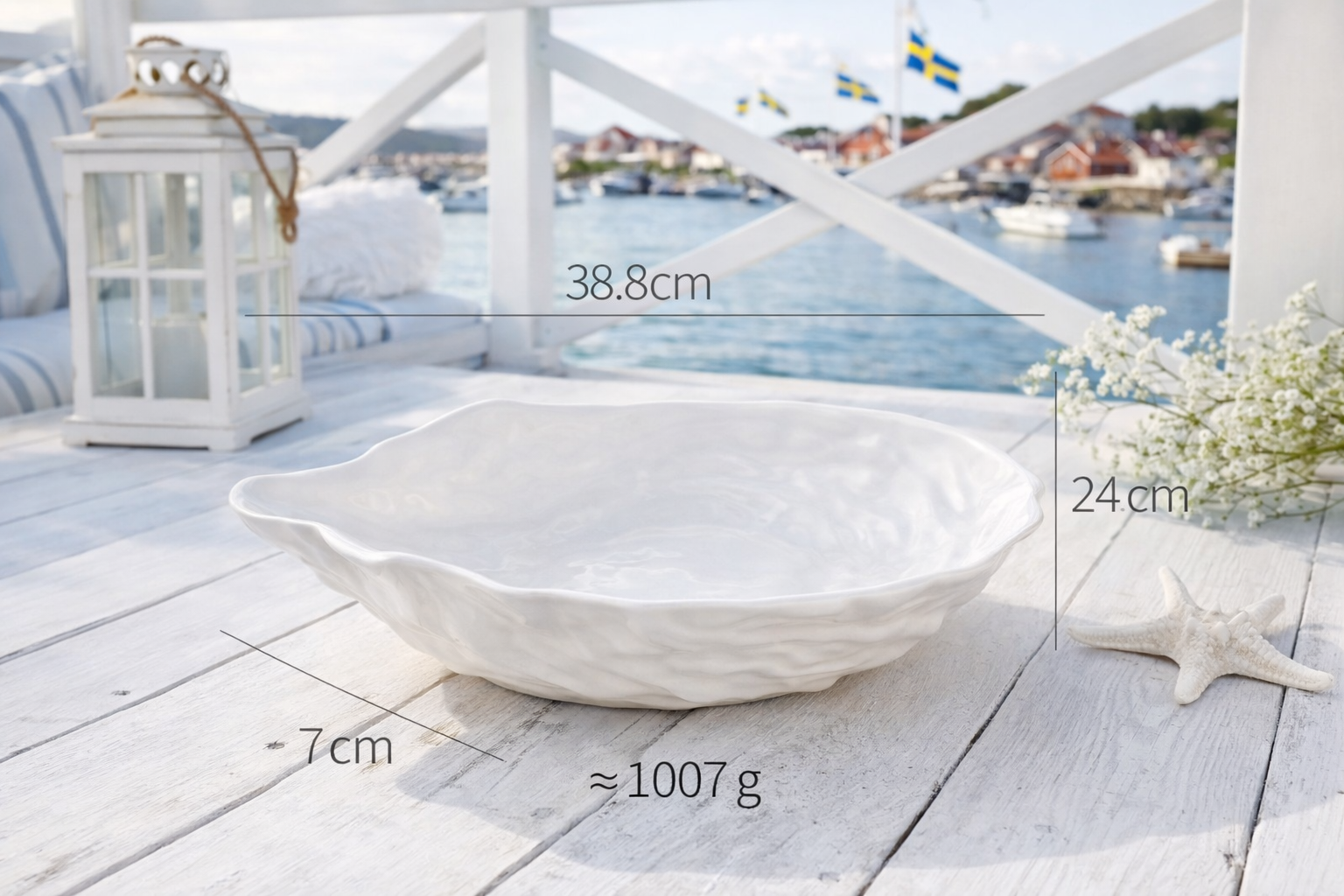 SEASIDE COLLECTION - Elegant serveringsfat i keramik – ostron formad design
