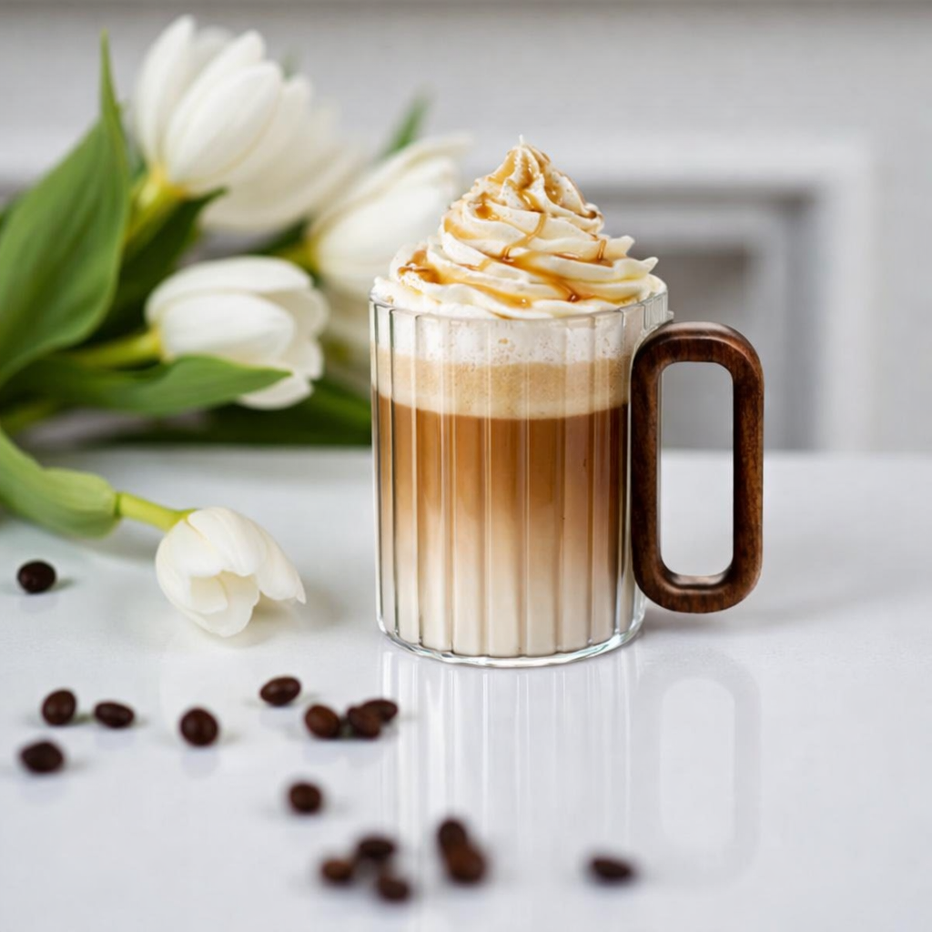 LUME - Räfflat Dricksglas med Trähandtag – Skandinavisk Design