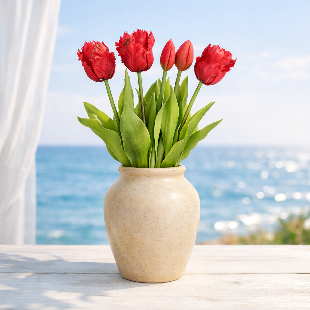 FLORÉA - Latex Tulpanbukett – 5 Konstgjorda Tulpaner i Naturtrogen Design