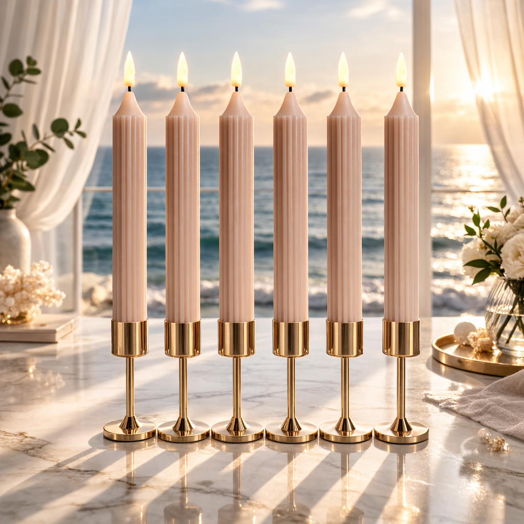 CELISTEA LUMIÈRE - LED kronljus med fjärrkontroll – 6-pack batteridrivna flamlösa stearinljus med realistisk låga