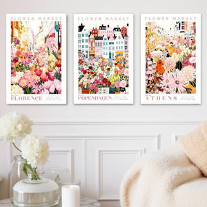 FLORAL CITY  - Blommig stadstavla – Florence - Athens - Paris - Copenhagen (Poster utan ram)
