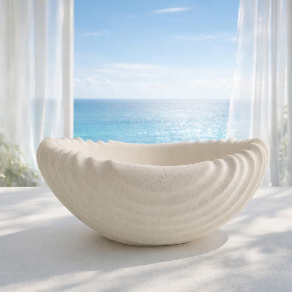 HAVSFORM - Keramisk dekorationsskål i snäckform – skål för frukt, snacks & servering (säljs styckvis)