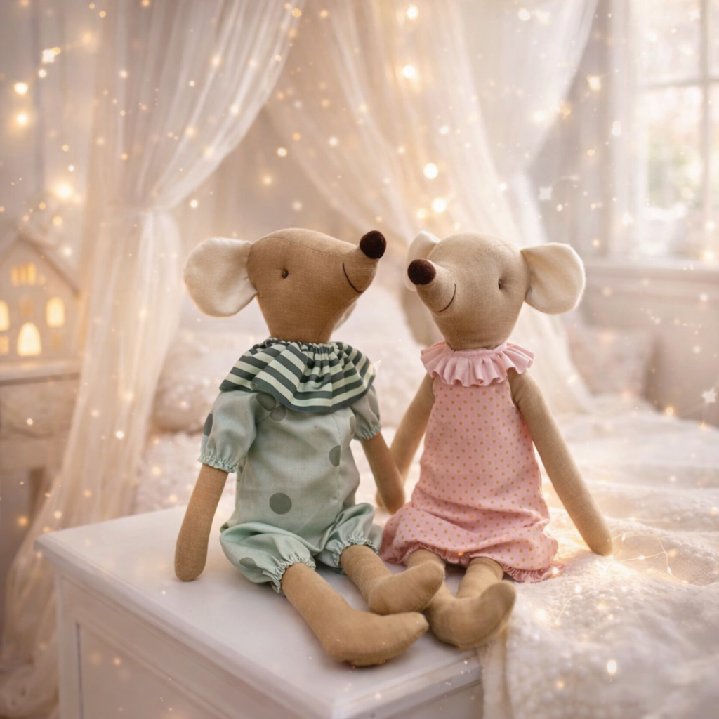 LILLA SKATT SERIEN - Gosedjurs mus i tyg för barnrum – Dop present & barn present | 35–60 cm | Flicka eller pojke