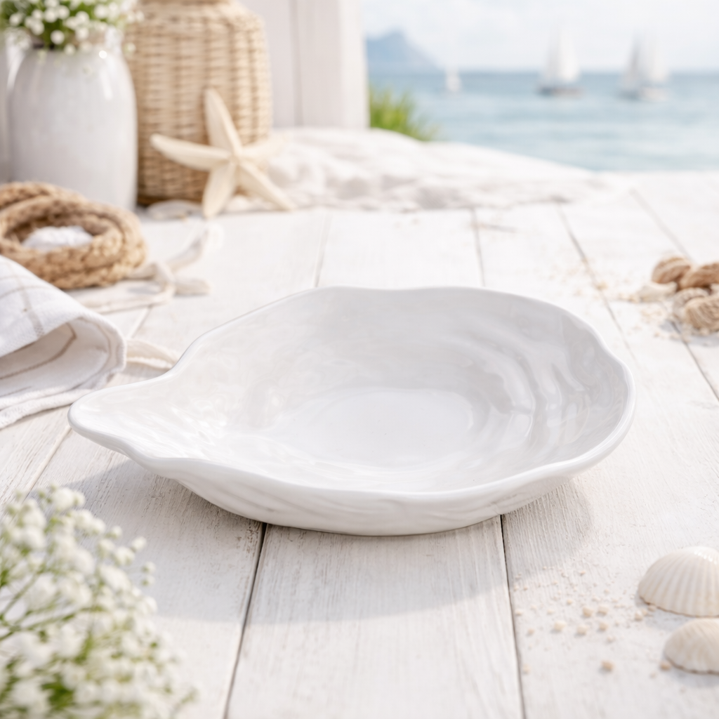 SEASIDE COLLECTION - Elegant serveringsfat i keramik – ostron formad design