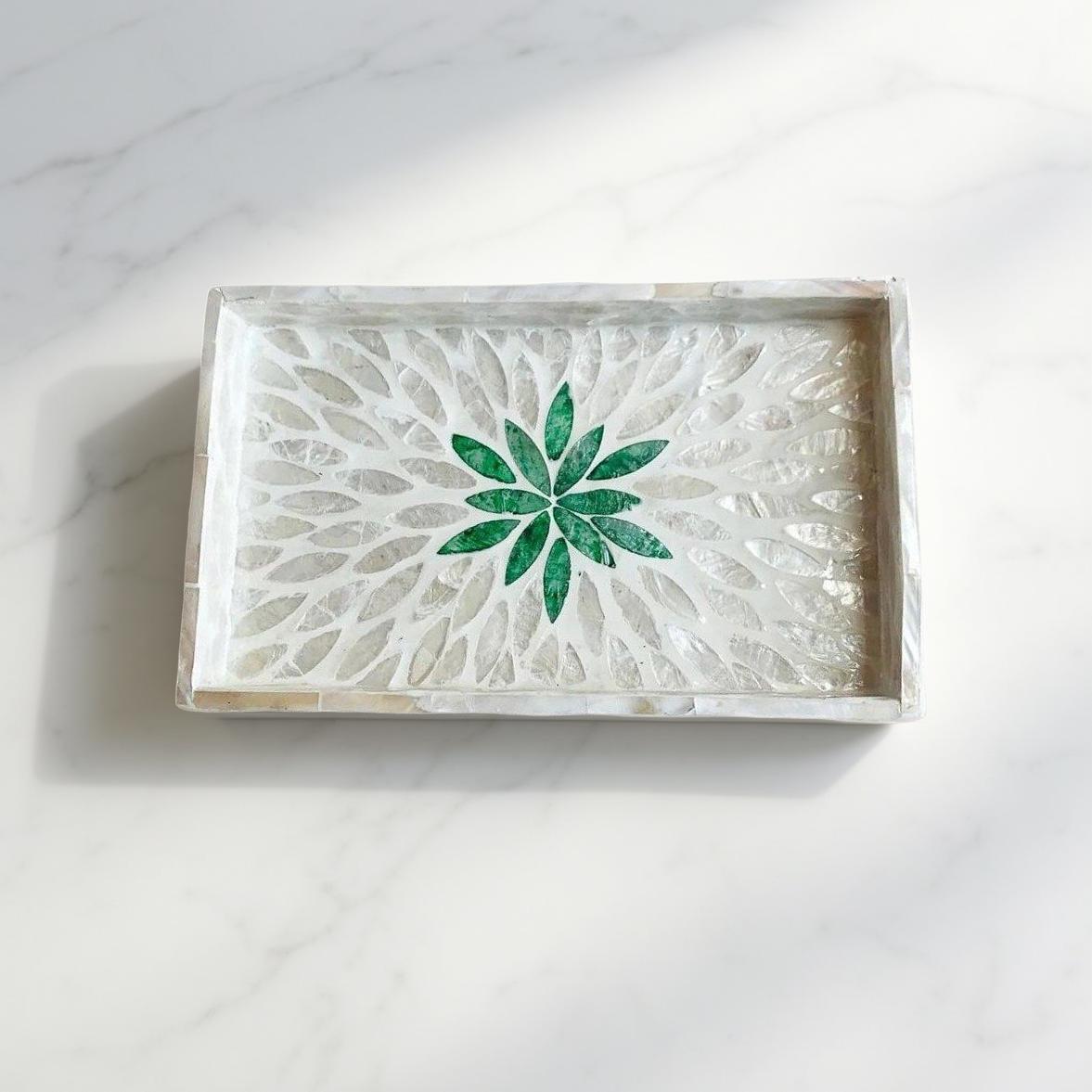 MOROCCO - Dekorativ bricka i snäckmosaik – rektangulär serverings- och förvaringsbricka