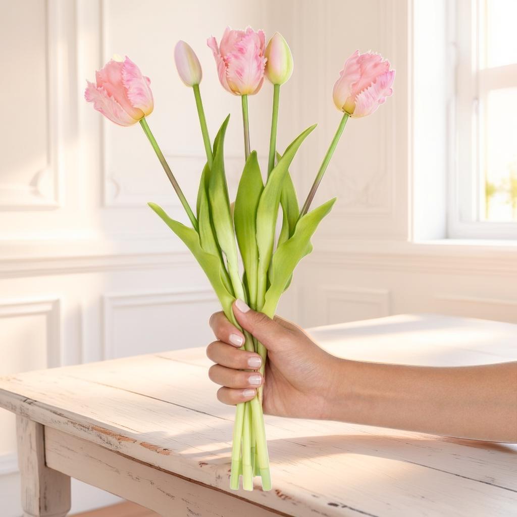 FLORÉA - Latex Tulpanbukett – 5 Konstgjorda Tulpaner i Naturtrogen Design