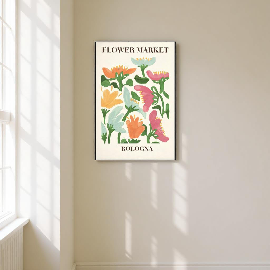 BLOOM MARKET – Färgstark tavla med blommotiv