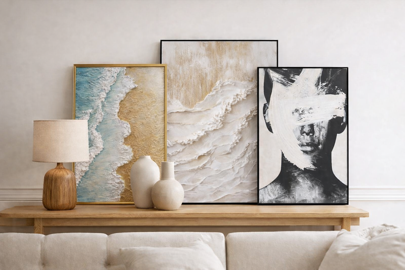 FRANKIE - Handmålad abstrakt tavla på canvas – Svartvit porträttkonst